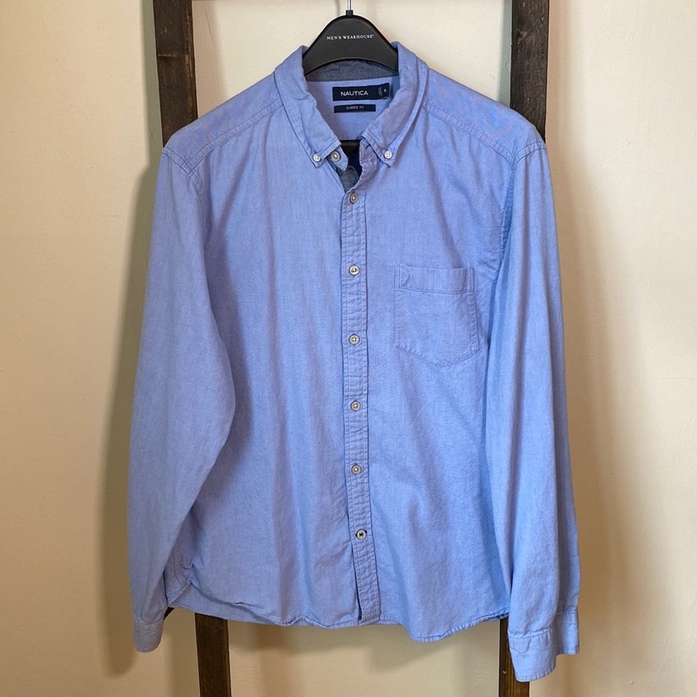 Nautical Blue Button Down, Size XL